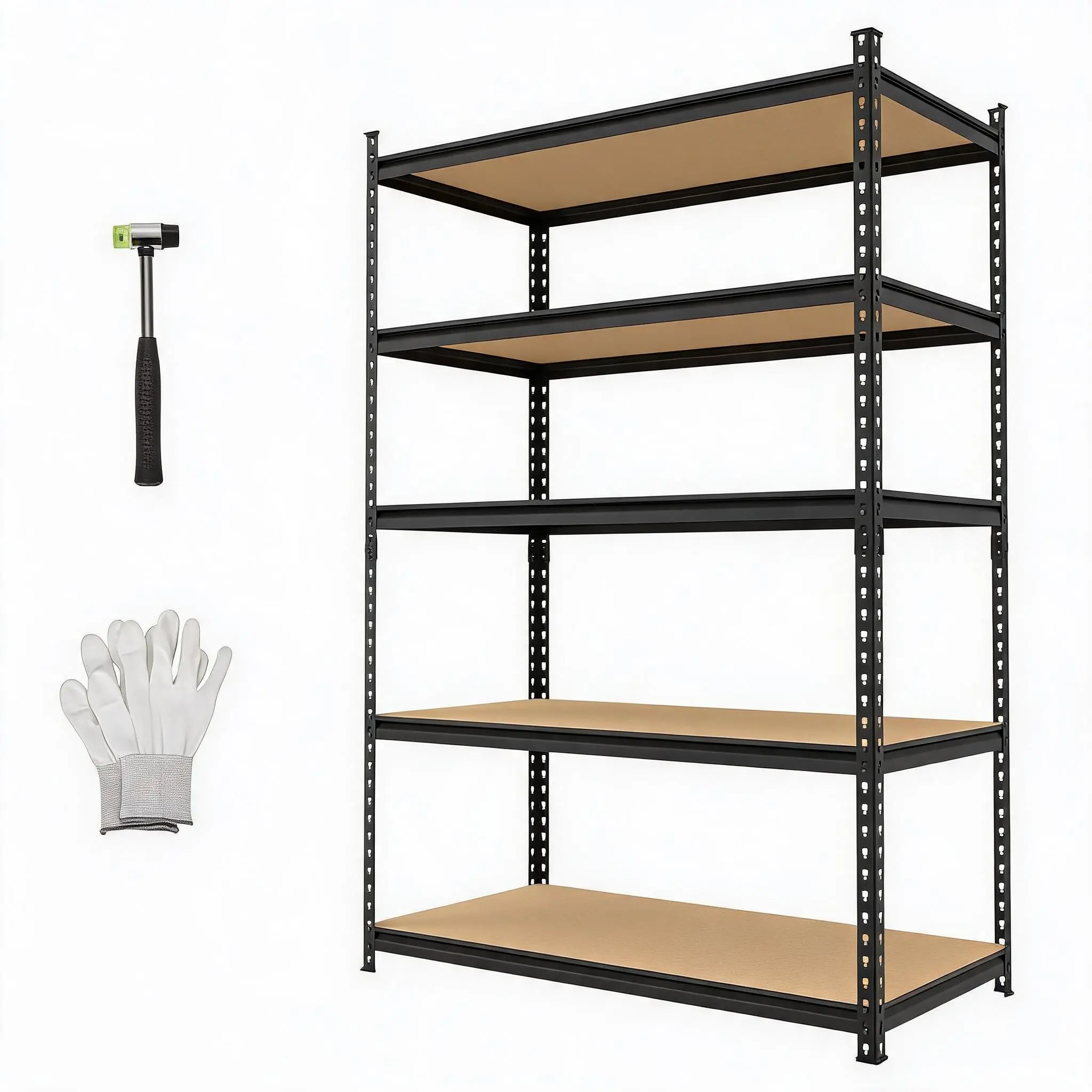 5-Tier Heavy Duty Storage Shelving 2204 lbs Adjustable Metal Rack Density Board 72x48x24" Garage