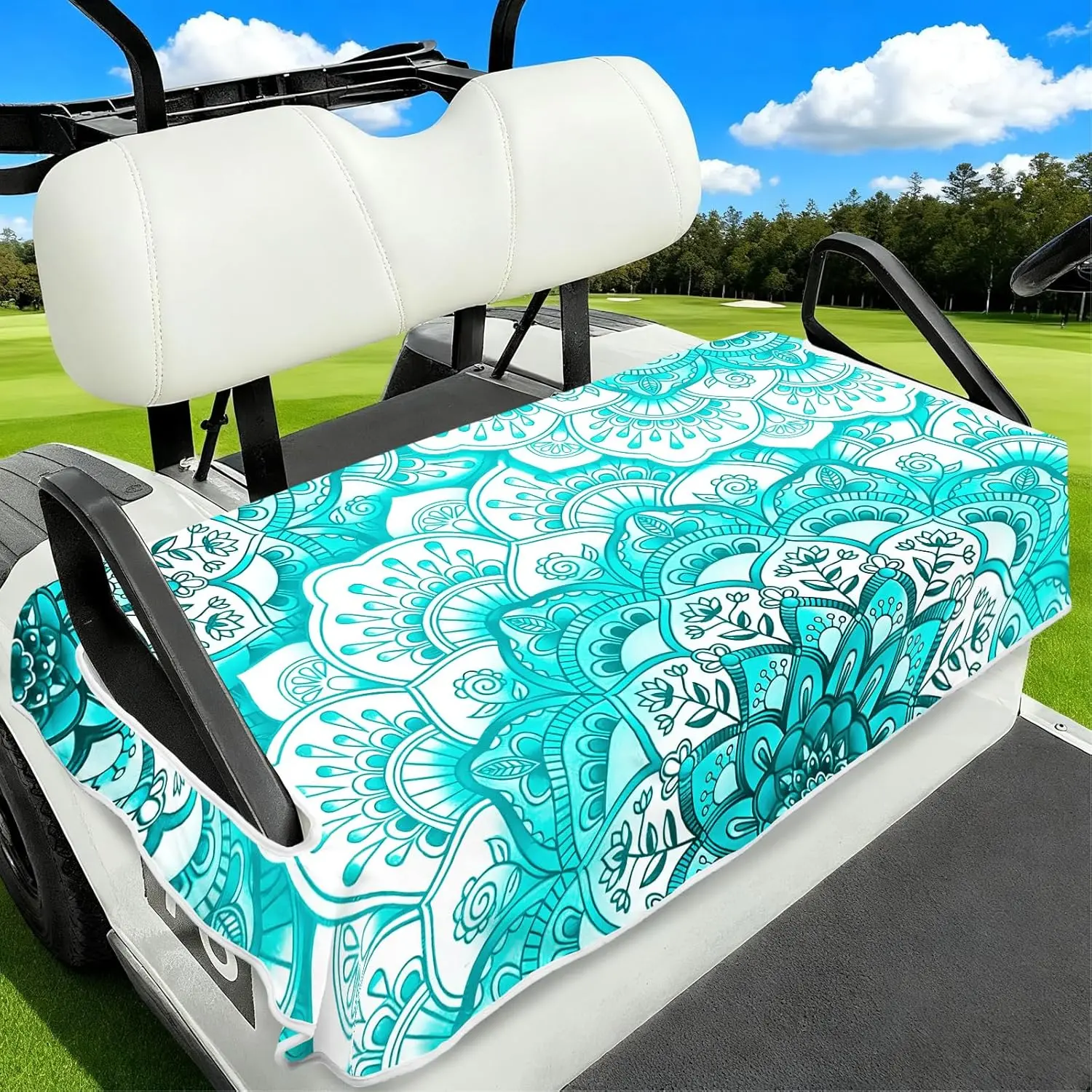 Golf Cart Seat Covers Club Car Golf Cart Accessories for Men Women Golf Carts Seat Towel Blanket 2-Seat Golf Cart Decorations