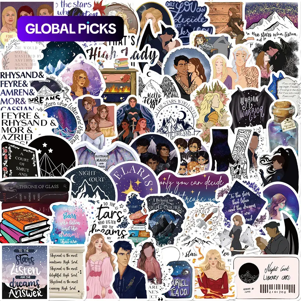 Acotar Merchandise Series, 60pcs Waterproof Sticker Pack, Multipurpose Car Decal, Waterproof Decals for Water Bottle, Skateboard, Helmet & Car, Room Decor, Sticker for Cars #GLOBAL PICKS