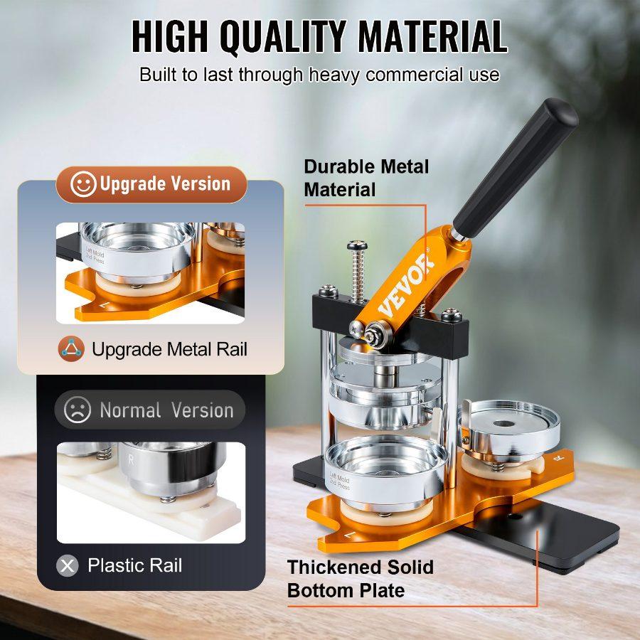 VEVOR Button Maker Machine, 75 mm (3 inch) Badge Punch Press Kit, Children Gifts Maker, Button Making Supplies with 100pcs Button Parts Circle Cutter Magic Book