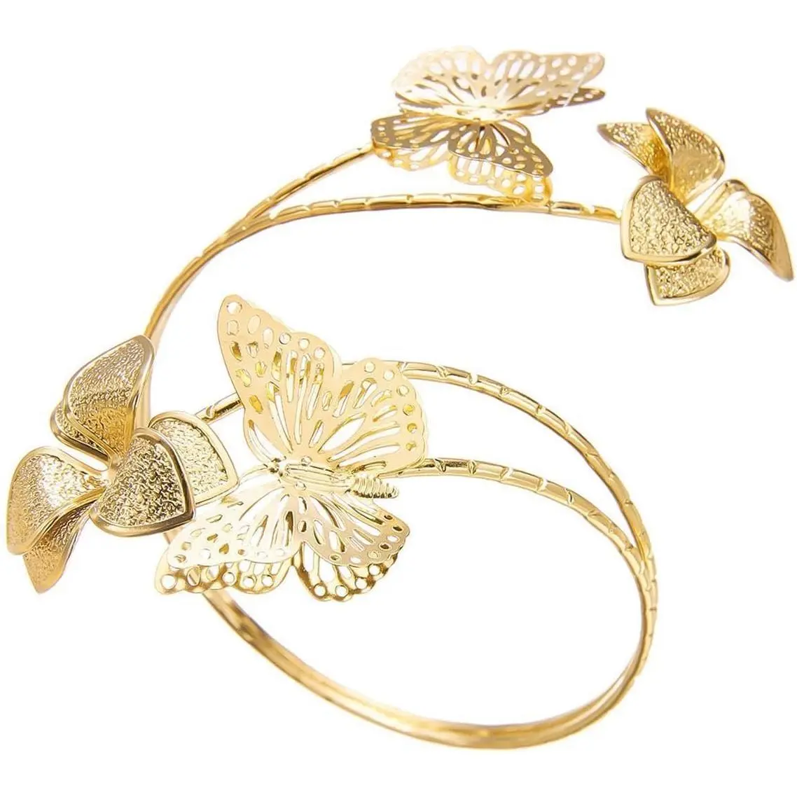 Colorful Butterfly Flower Arm Cuff Bracelet Adjustable Summer Beach Armband for Women
