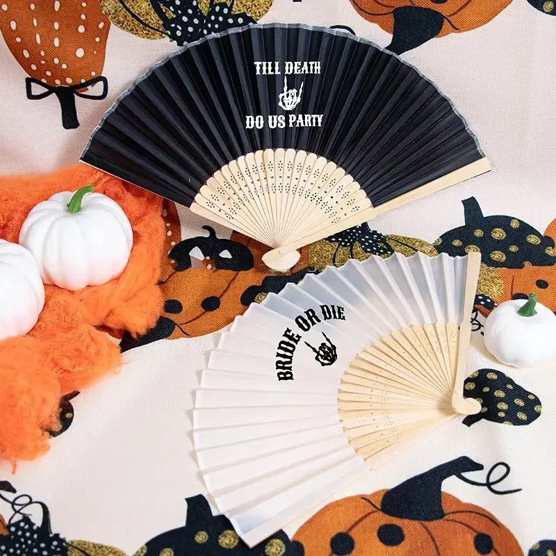 Bride or Die Till Death Do Us Party hand fan Bundle Wedding Halloween Gothic Bachelorette Party bridal shower bridesmaid gift Paper Fans