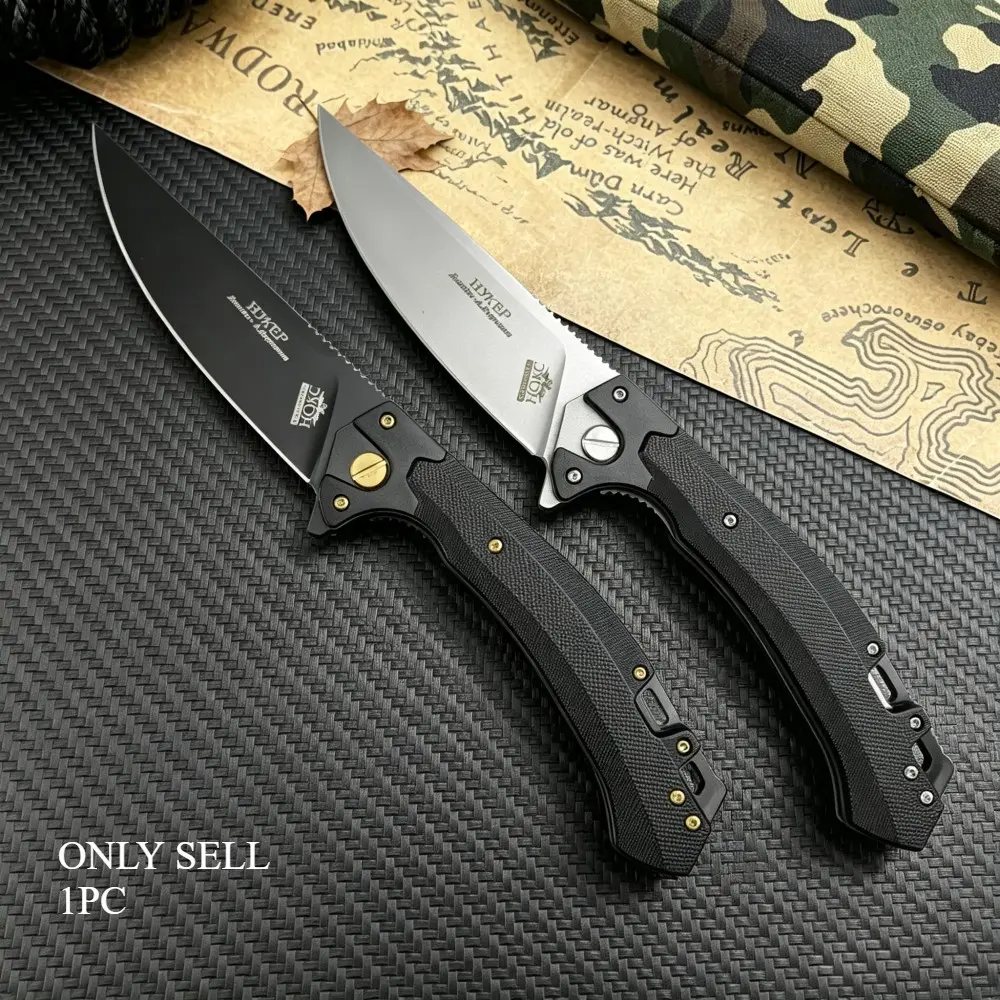Russian Outdoor Pocket Folding Knife: High-Quality Dragon Fiber Handle, 440C Blade – Portable Survival Knife for EDC, Adventure, Camping, and Outdoor Use