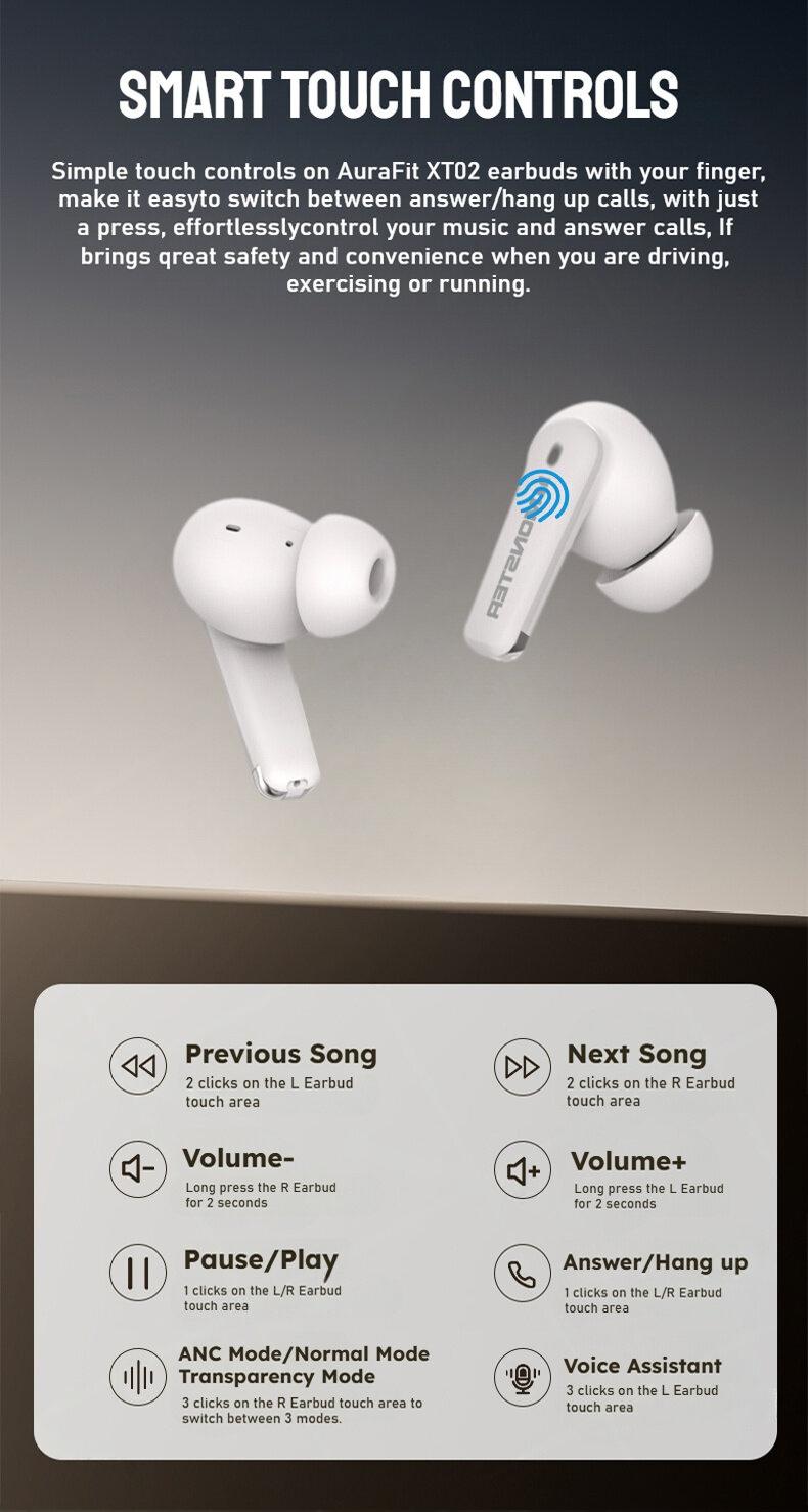 Monster XT02 TWS Wireless Earphone ANC+ENC Noise Cancelling Waterproof Long Endurance HD Call Earbud