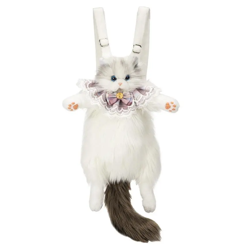 Plush Cat Backpack Realistic Toy Backpack Cute Birthday Gift Plush Cat Backpack