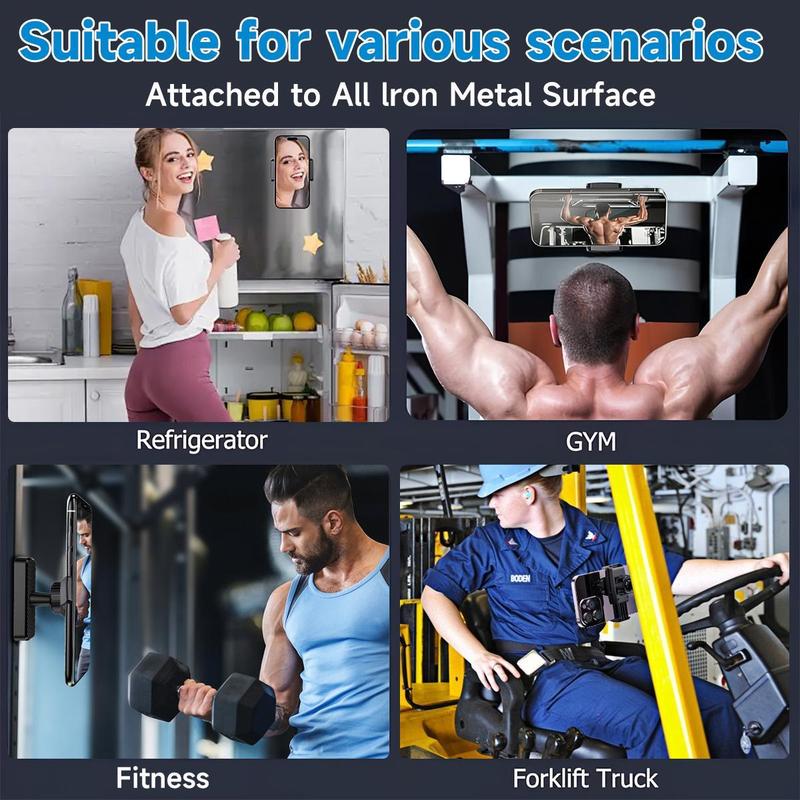 Magnetic Phone Holder for Gym - 360 Adjustable Portable Strong Magnet Phone Mount, Fitness Workout Recording Accessory, Compatible with iPhone & Android Phones, Gift for Men & Women