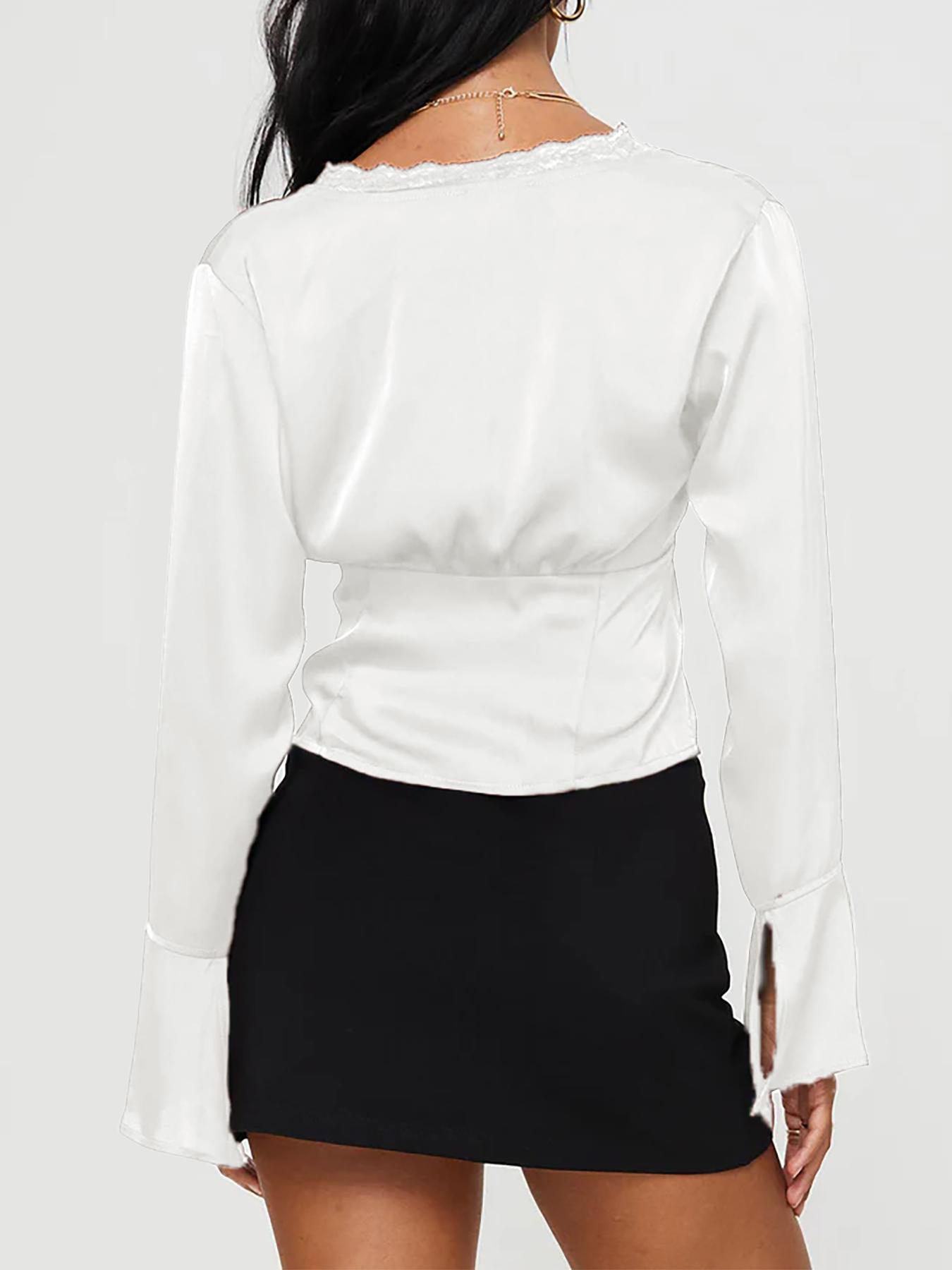 Women's Long Sleeve Blouse, Elegant Casual Top for Spring & Fall, Women's Clothing for Daily Wear