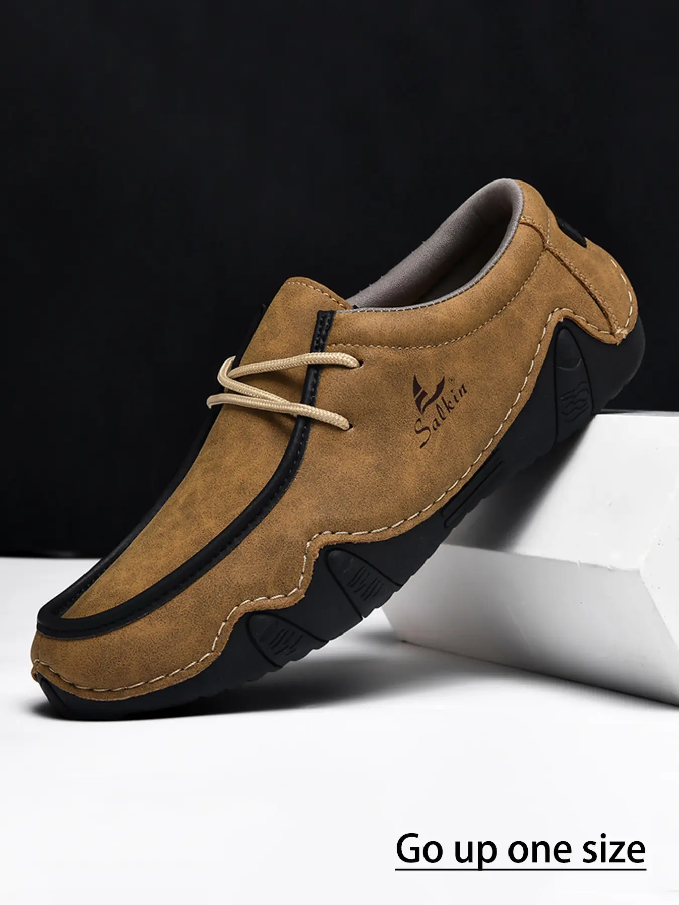 Men's Fashion Casual Shoes, Hand-Stitched PU Leather Fashionable Loafers, Laces Sports Shoes, Sailboat Shoes, Comfortable Durable Anti-Slip Large Size Men's Shoes