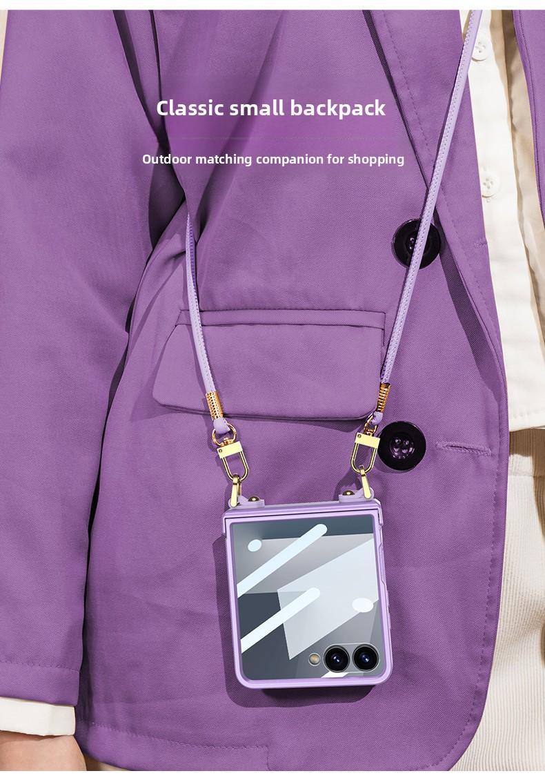 Crossbody Lanyard Strap Phone Case with Built-in Screen Protector For Samsung Galaxy Z Flip7 Flip 7 5G 2025 Hard PC Shell Cover