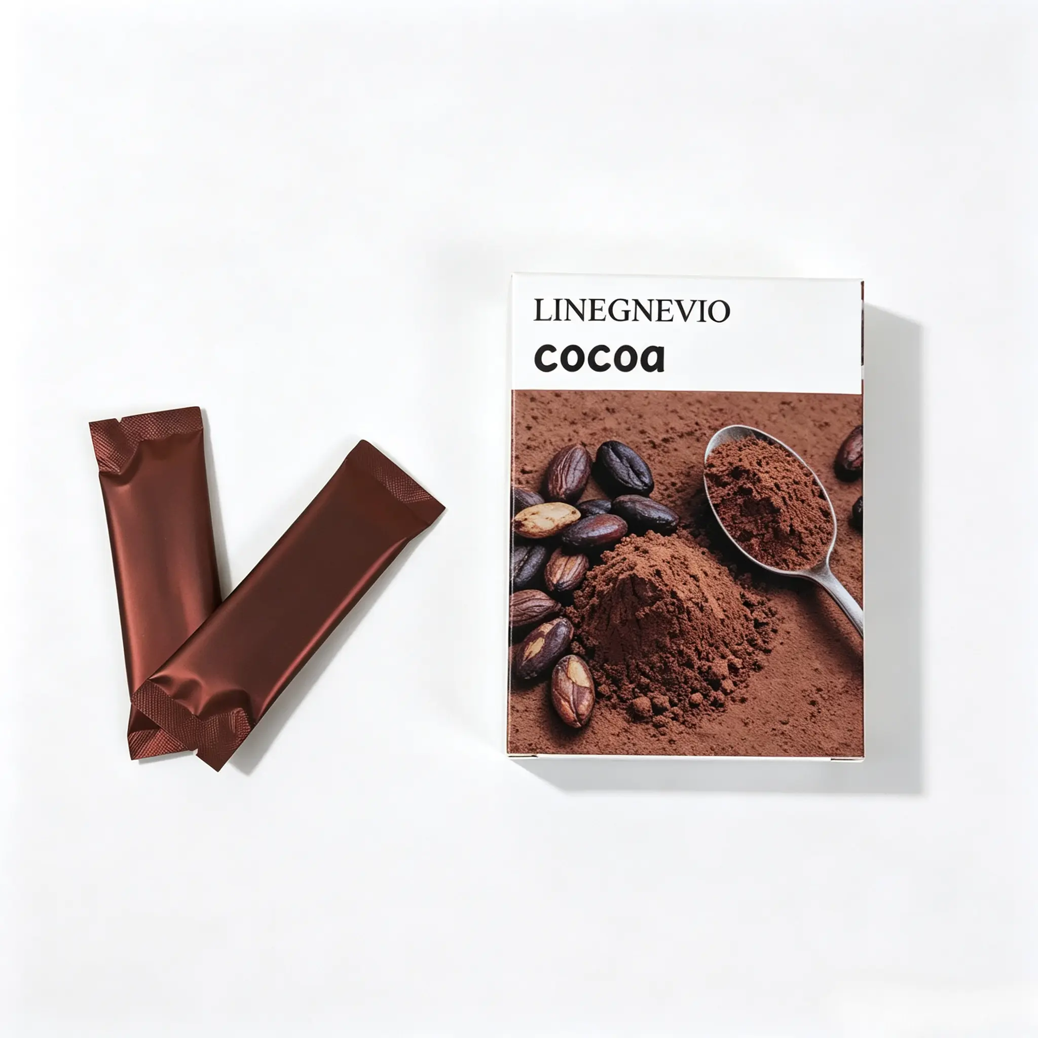 LINEGNEVIO Pure Unsweetened Cocoa Powder Sticks, Natural Raw Cocoa Beans Extract, Single Individual Packets, Portable Instant Hot Cocoa Drink Mix for Breakfast, Travel, Daily Beverage