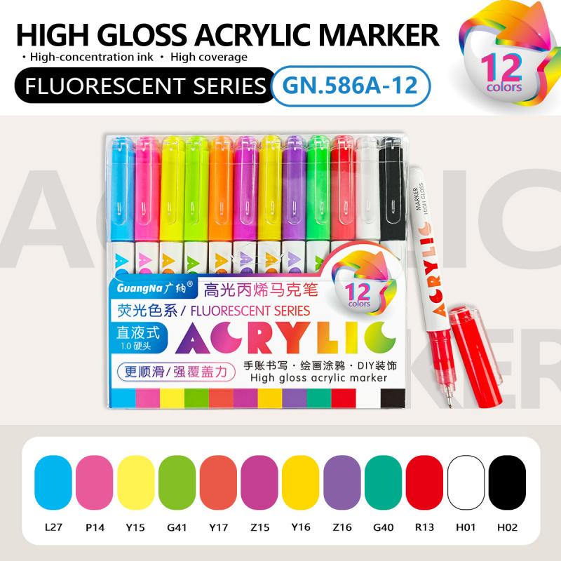 High Gloss Acrylic Markers,1mm Bullet Nib Acrylic Paint Pens Set,Bright Colors,Big Capacity ink,Wide Range of Uses,For Rock Painting, Canvas, Wood, Glass, Ceramic, Fabric, Plastic, Egg, Art Painting Supplies Kit #TOP PICKS