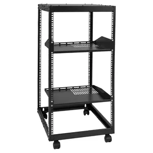 VEVOR 20U Open Frame Server Rack, 23-40 in Adjustable Depth, Free Standing or Wall Mount Network Server Rack, 4 Post AV Rack with Casters, Holds All Your Networking IT Equipment AV Gear Router Modem