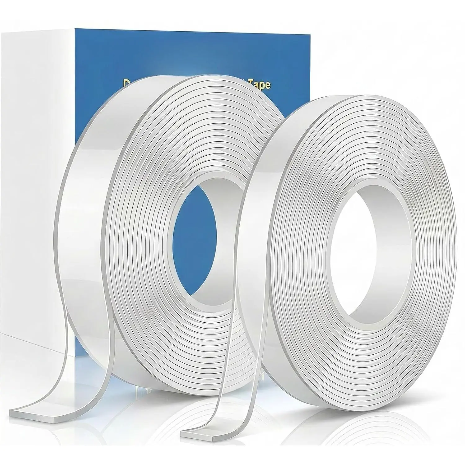Double Sided Adhesive tape Heavy Duty, Double Stick Mounting (2 Rolls,  20FT), Clear Two Sided Wall tape Strips, Removable Poster tape for , Office, , Outdoor Use