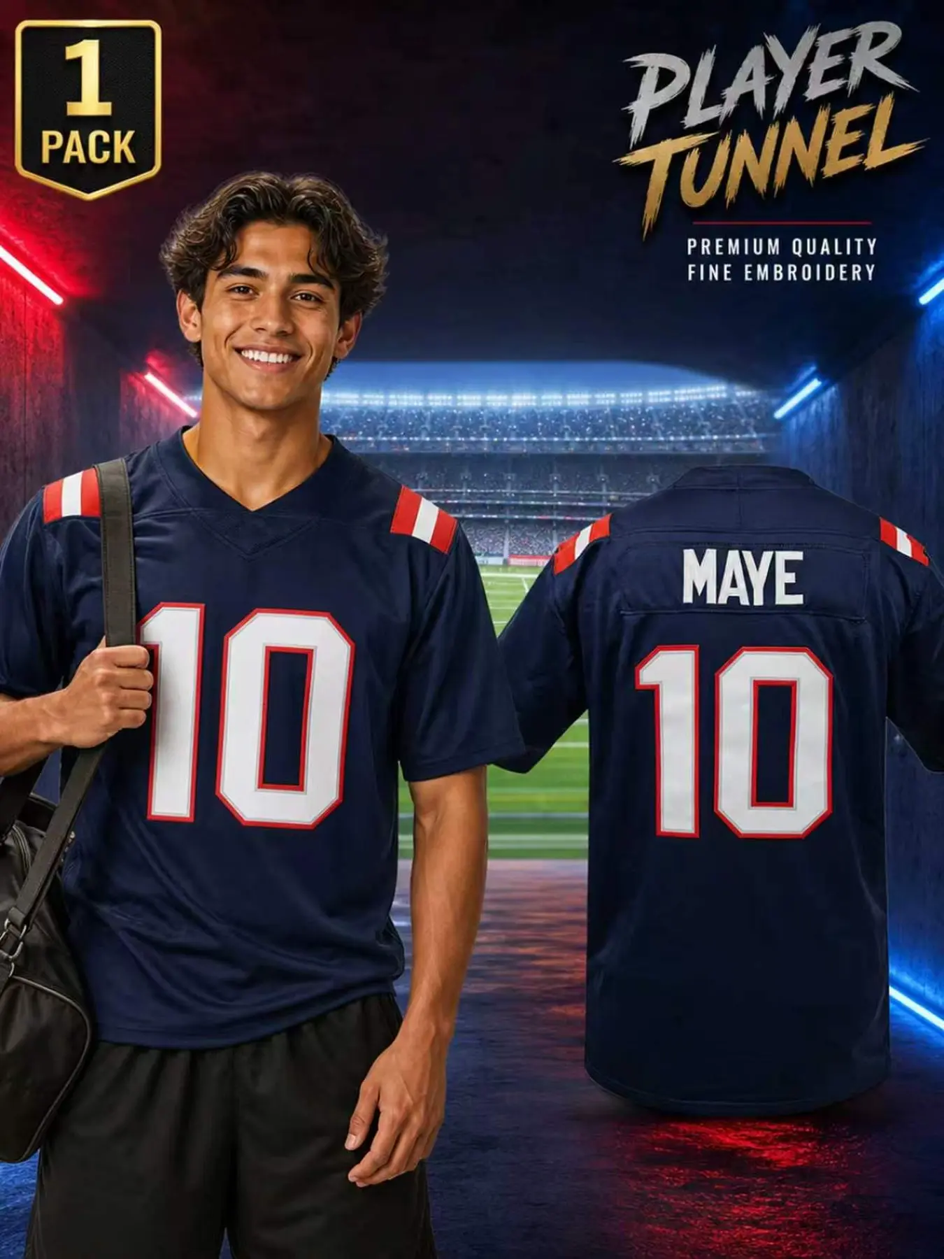 Men's Embroidered American Football Jersey #10 Stitched Athletic Sports Uniform Retro Short Sleeve Game Day Practice Jersey