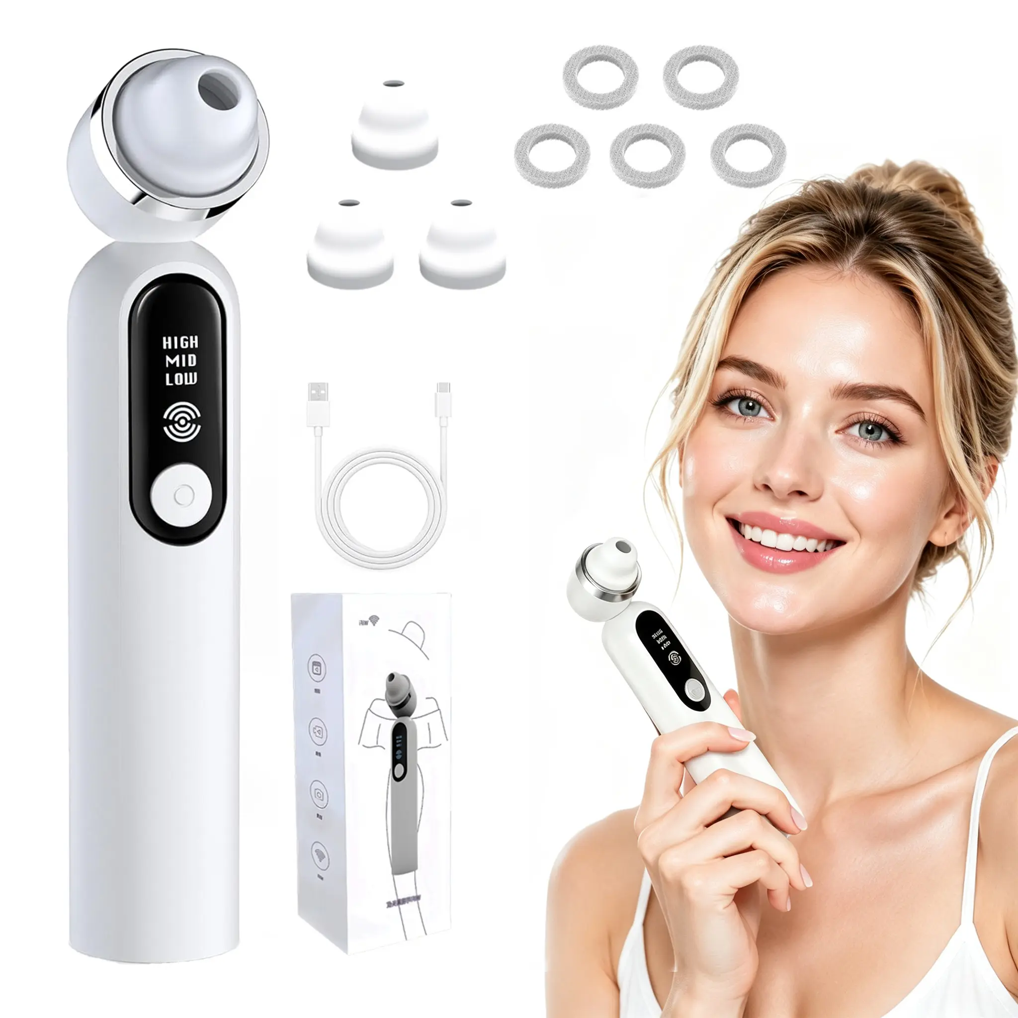 [DOCHEN] Visible Exfoliator Vacuum Cleaner - Facial Pore Cleaner with Camera, Skin Scrubber, 3 Modes, USB-Rechargeable Battery, Nose Cleansing Skincare for Men & Women, Summer Gift
