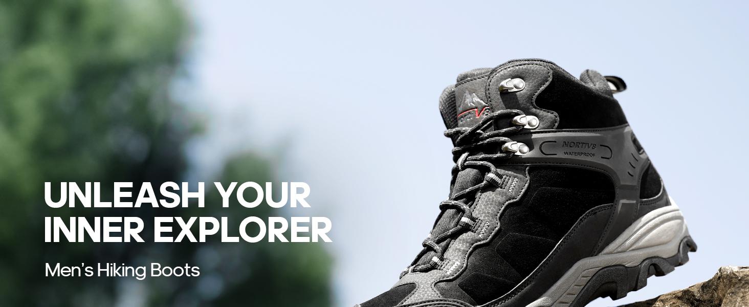 NORTIV 8 Men's Waterproof Hiking Boots Outdoor Mid Trekking Backpacking Mountaineering Shoes Adventure Camping Footwear