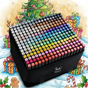 Professional Dual-Ended Marker Pens, 168 Colors, Ideal for Art & Design, Oil-Based Ink, Perfect for Adults, Kids, Festive Gifts