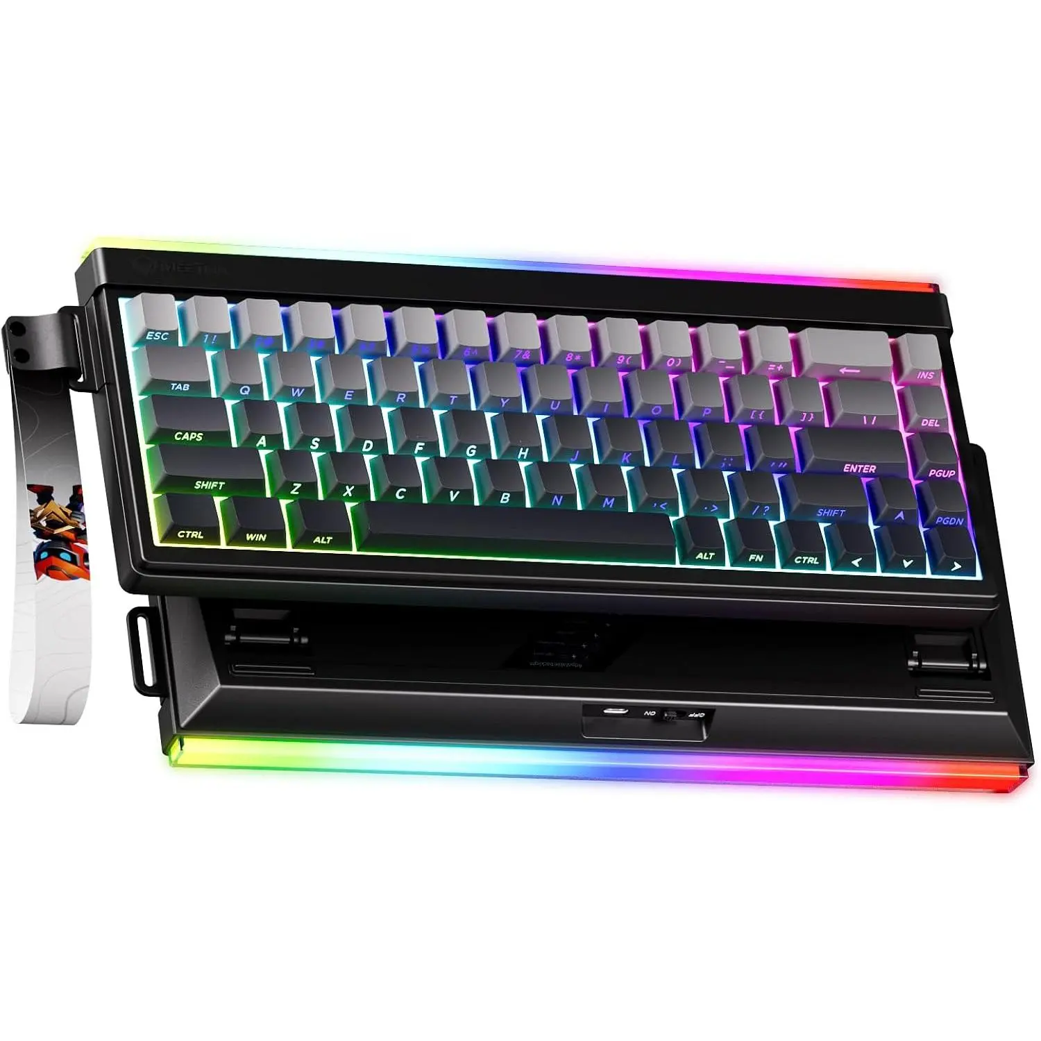 Vibekey68 Gaming Keyboard for Laptops/Tablets, 68-Key Multi-Mode RGB Keyboard with 5.0 Bluetooth, 2.4G, USB-C Connectivity, RGB Light Bar, Side-Printed ABS Keycaps, Anti-Ghosting Membrane, Black (Compatible with Windows/macOS)
