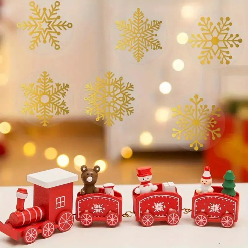 Roll of 500 Foil Snowflake Decals, Transparent PVC Material, Self Adhesive Design, Ideal for Festive Decoration & DIY Projects