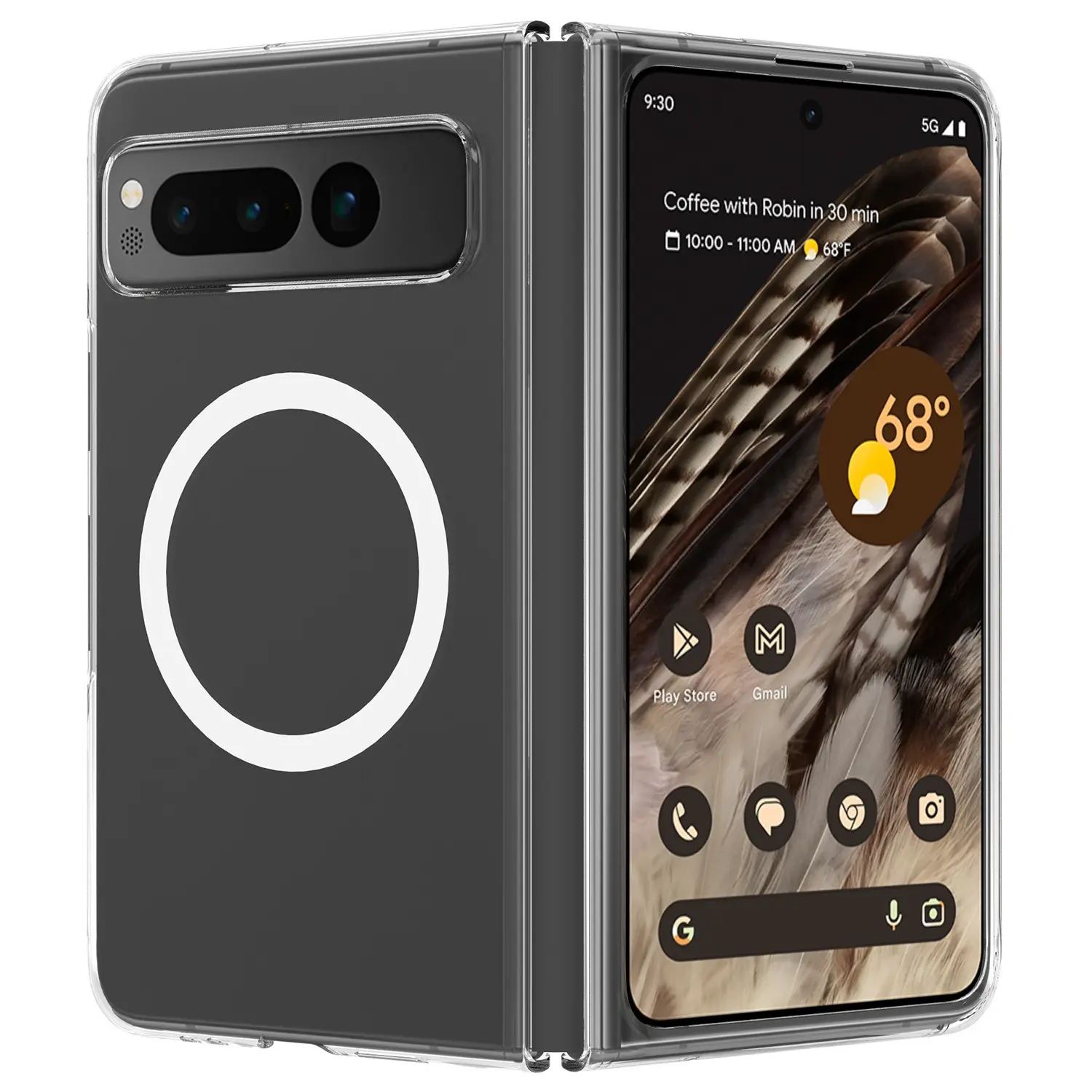 Compatible with Pixel 10 Pro Fold / Pixel Fold/ Fold 2/ 9 Pro Fold | Crystal Clear Magnetic Full Wrap Shockproof Phone Case HNZ0269