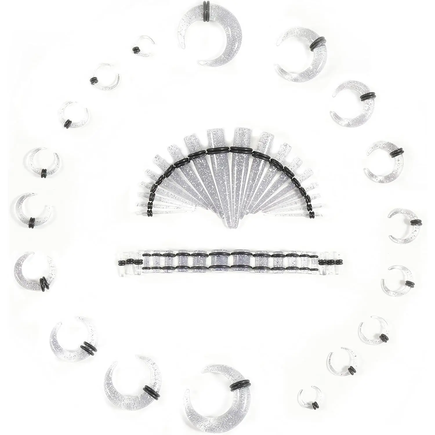 Ear Stretching Kit 54 Pieces 14Gauges-00Gauges Earrings Piercing Kit
