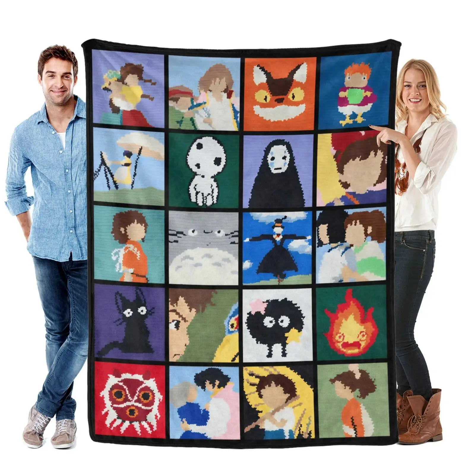 Studio Ghibli Classic Funny Anime Lightweight Plush Flannel Throw Blanket, Sofa Bedroom Home Decor, Matches cooling blankets pillows couch cover for sofa bedding set, Birthday Christmas Warm Art Gift for Ghibli Anime Fans