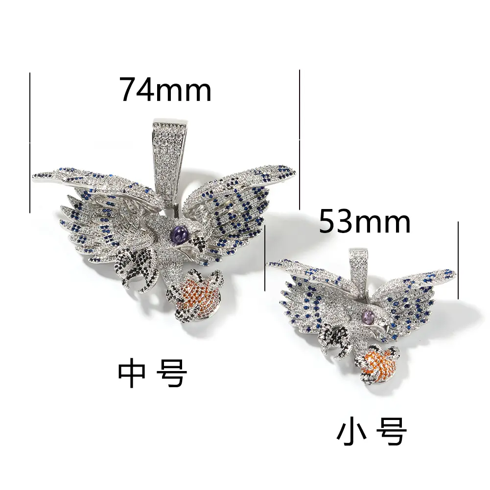 Pendant Necklace with Vintage Hip-Hop Eagle, Bold and Fashionable Unisex Animal Jewelry, Elegant Copper Pendant with Inlaid Zirconia, Gift For Friends, Vintage Rap, Everyday Wear, Bold And Fashionable Vibe, Spreading Wings, Bold Look