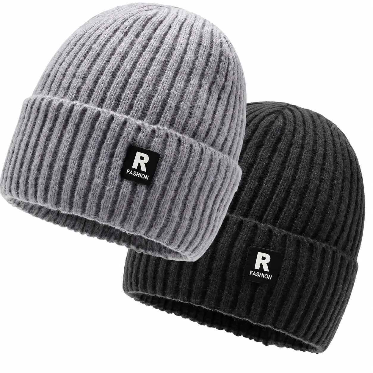 Men's Thick Fleece-Lined Knit Beanie for Winter Outdoor Activities — Warm Thermal Cycling, Skiing, and Hiking Hat with Extra-Large Fit for Cold Weather Protection