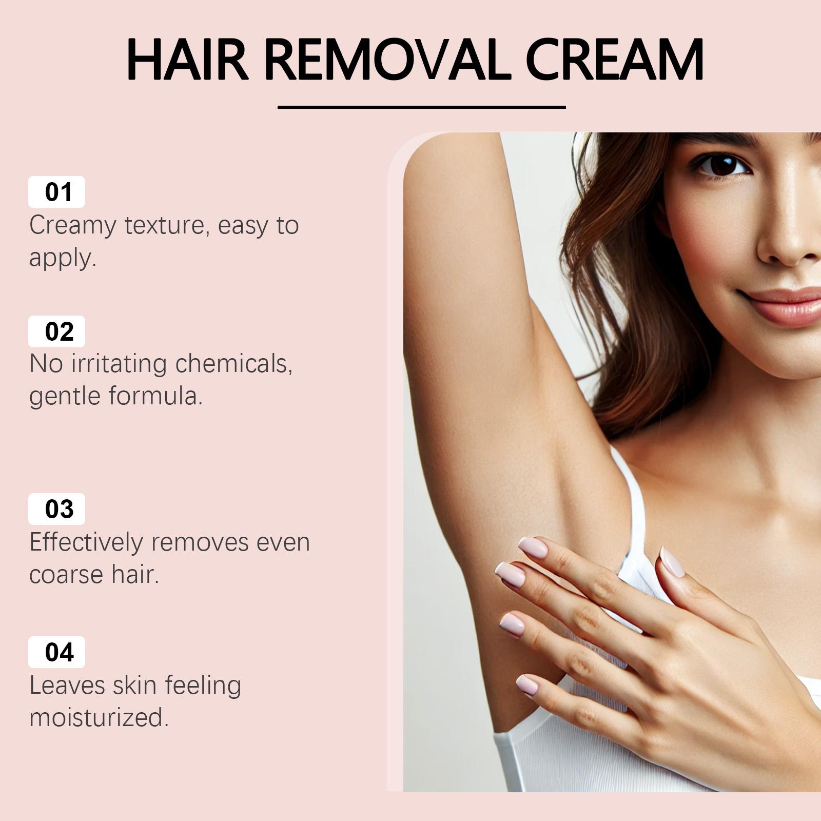 Unisex body hair removal cream gently cleanses and smooths the skin, removes hair without irritation, and leaves the skin hydrated, comfortable, and refreshed