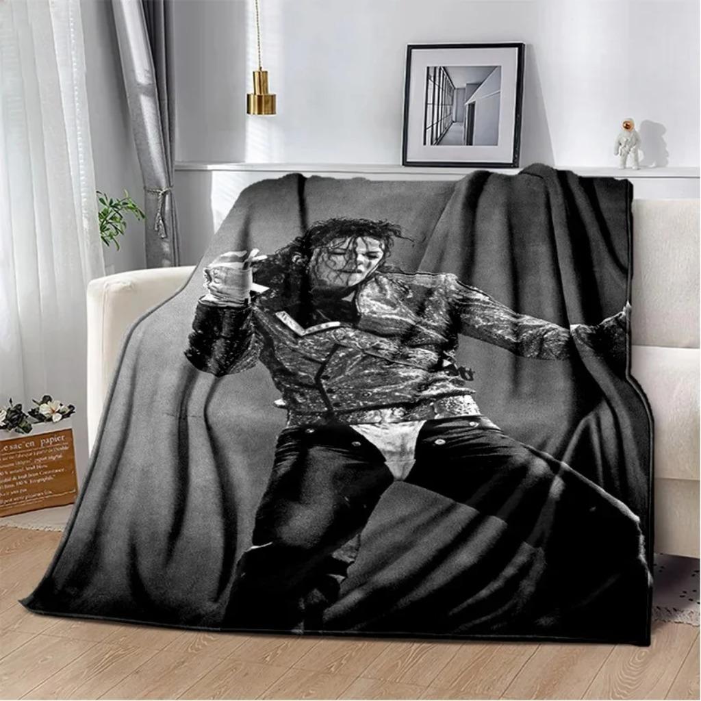 Michael Jackson Retro Printed HD Blanket Soft Throw Blanket for Home Bedroom Bed Sofa Travel Office Solid Cover Blanket Adults Pop Music Icon Gift Pop Culture Decor