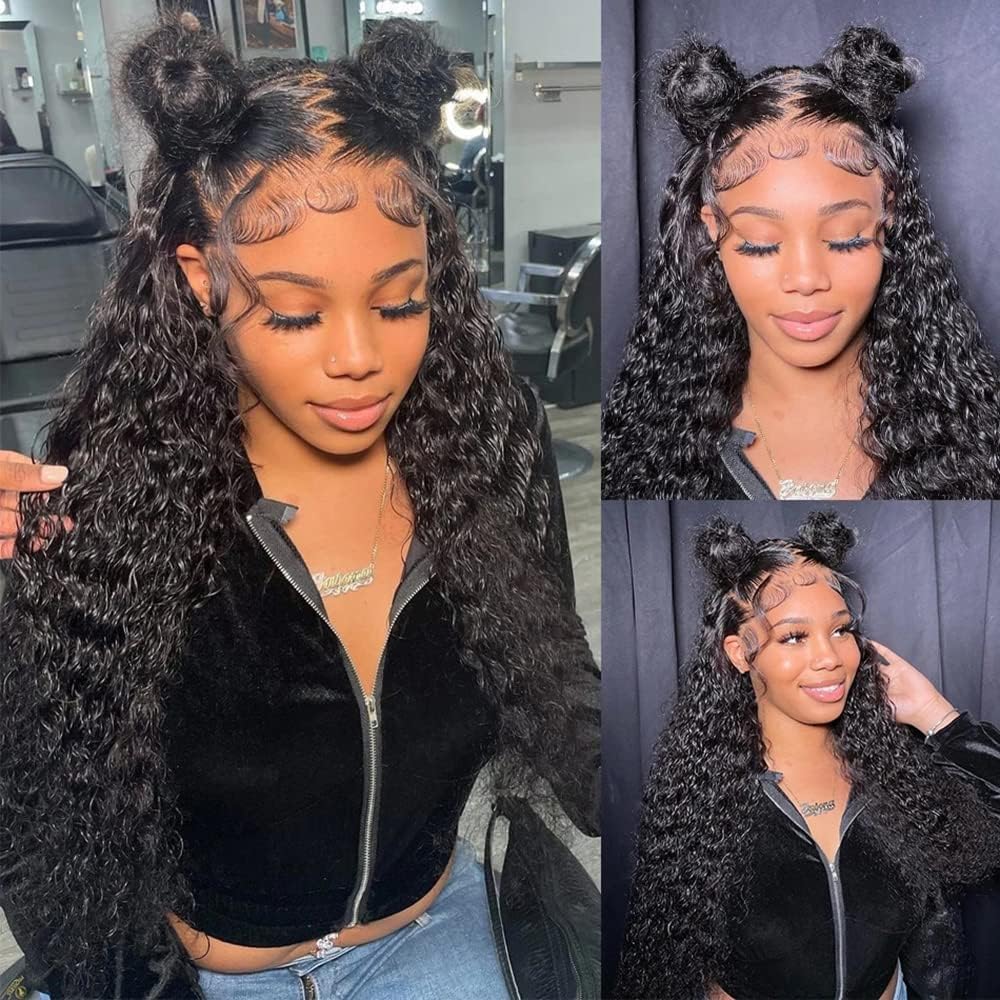 Bling Hair Human Hair Wig Deep Wave 13x4 13x6 Transparent HD Lace Frontal Wig for Women Pre Plucked Brazilian 4x4 Lace Closure Wig Curly 30 Inches 180% Natural Hairline TikTokShopStockUp