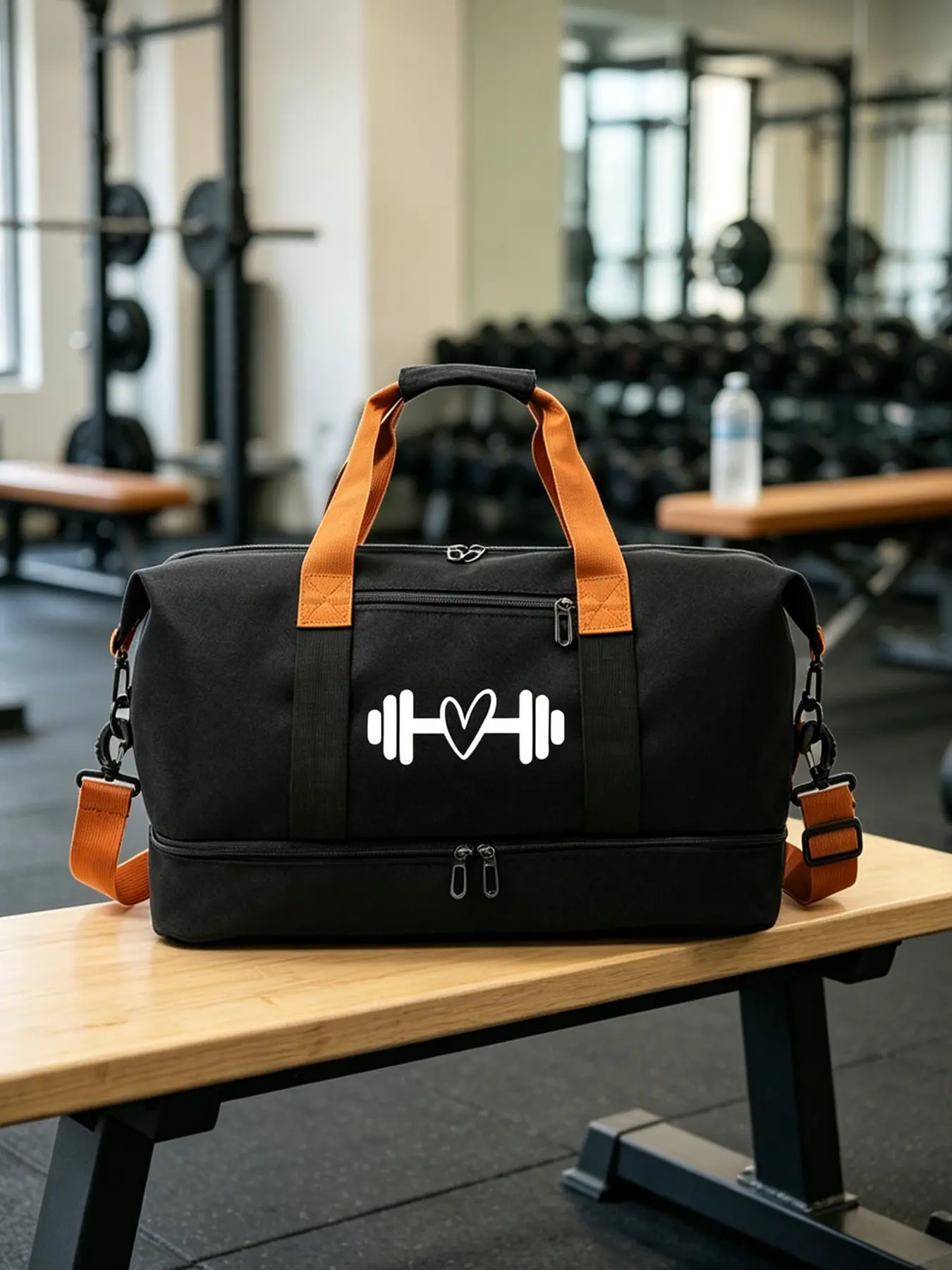 Large Capacity Duffle Bag with GYM Letter Print, Unisex Gym Sports Bag, Convertible Shoulder & Crossbody Travel Bag, Multiple Compartments & Separate Shoe Pocket, Great for Workout, Short Trips & Overnight Stays, Ideal Holiday Gif