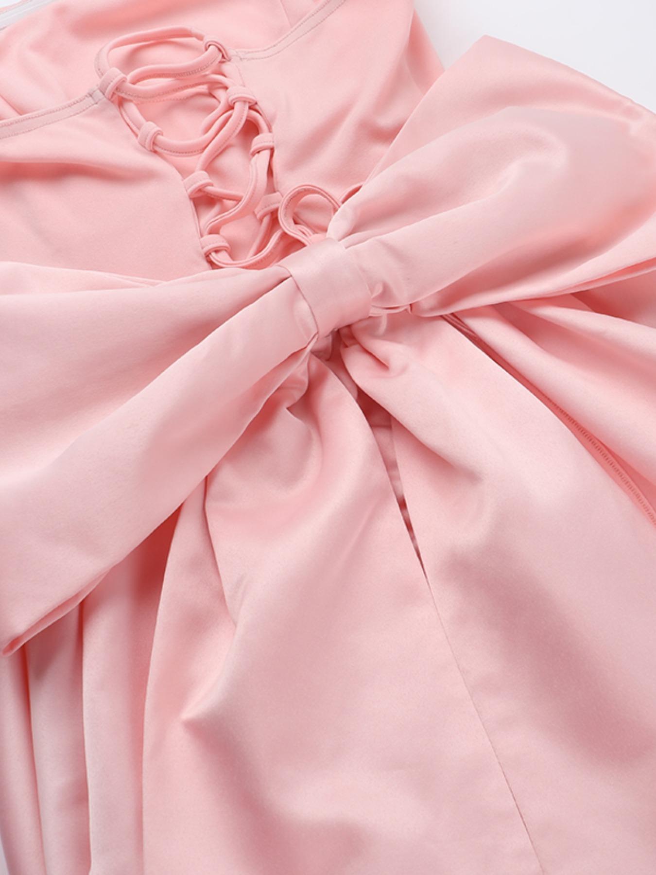 Sexy Waist-Cinching Tie Back Evening Gown, Strapless Design with Delicate Beading Details, Perfect for Parties & Carpet Events, Womenswear