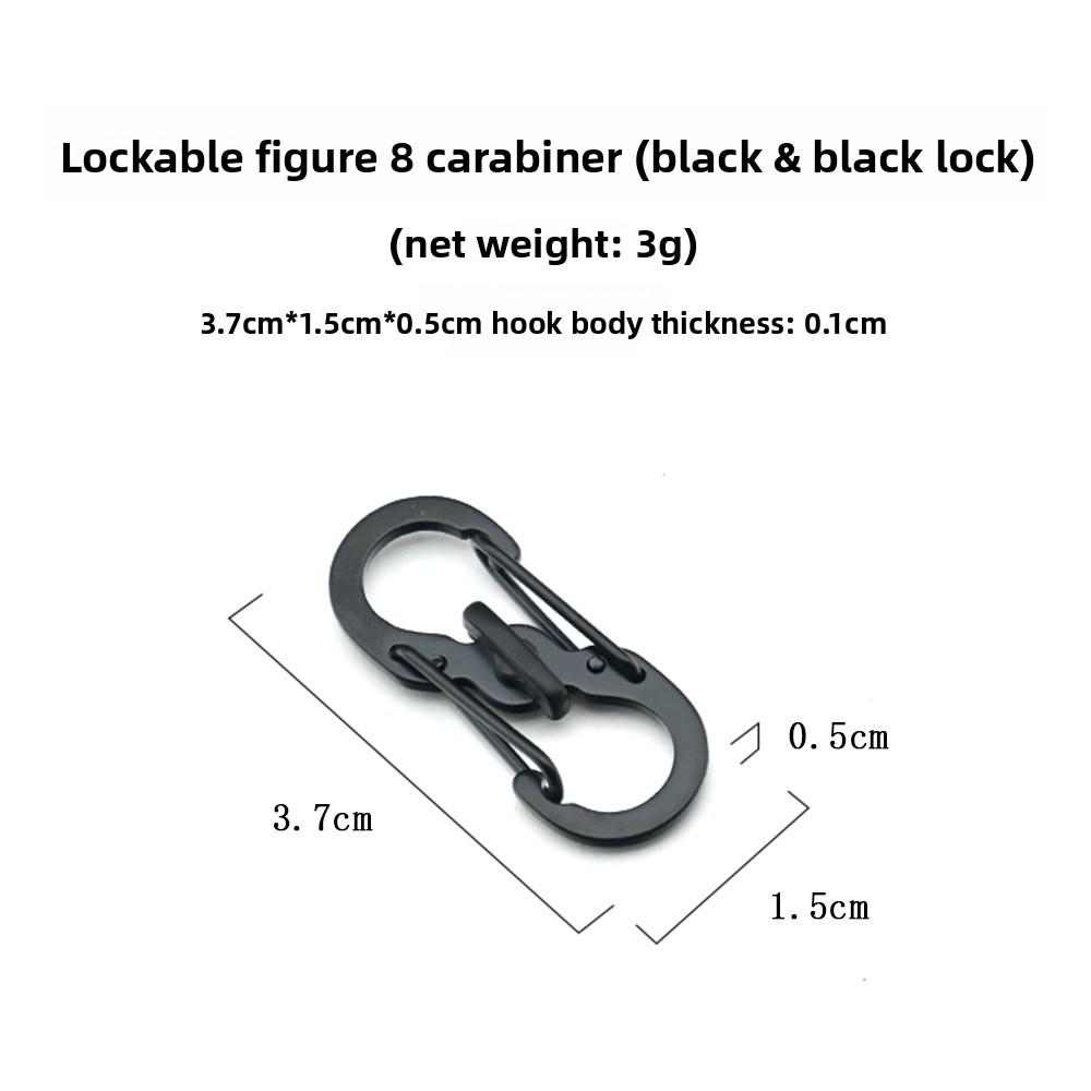 Outdoor travel backpack with lock figure 8 buckle anti-theft anti-fall S buckle stainless steel keychain key hook buckle