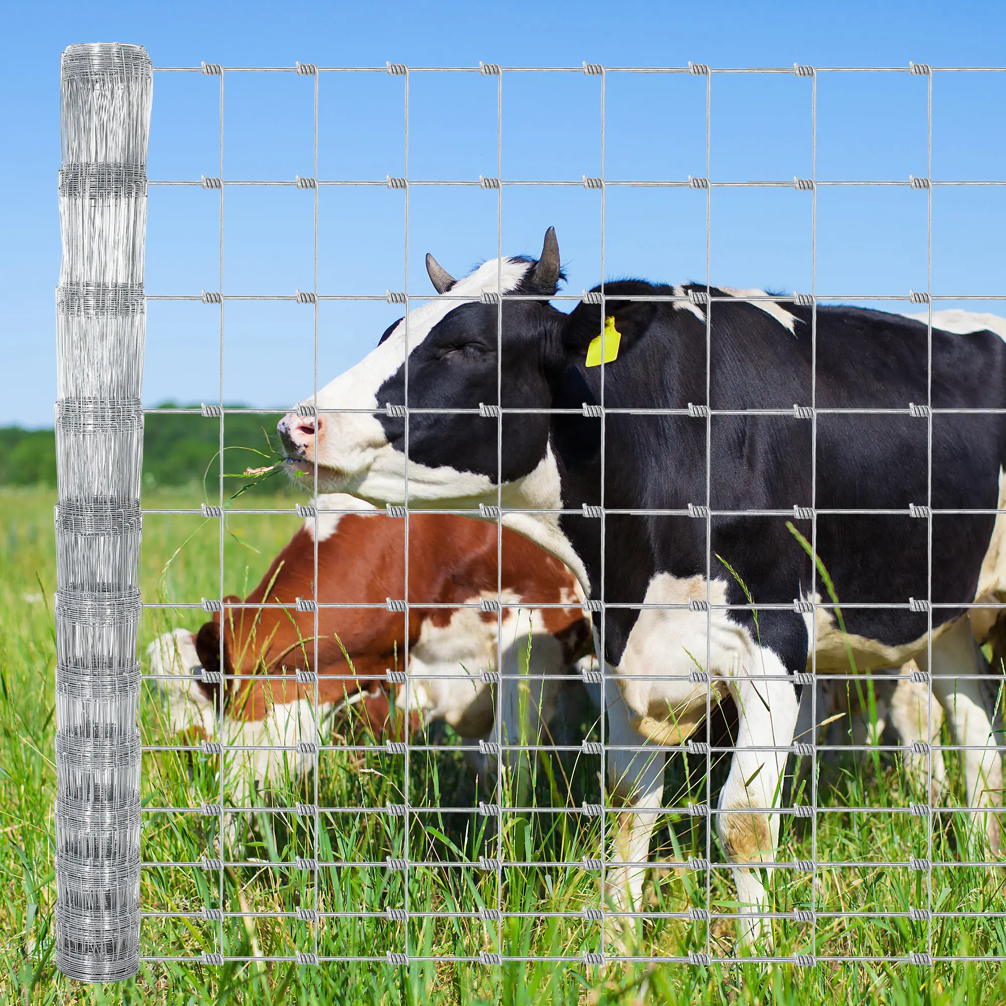 Livestock Fence, 6Ft x 328Ft Galvanized Wire Fencing, Cattle Farm Fence, Heavy Zinc Coated Deer Goat Cattle Fence for Farm Yard Livestock Protection