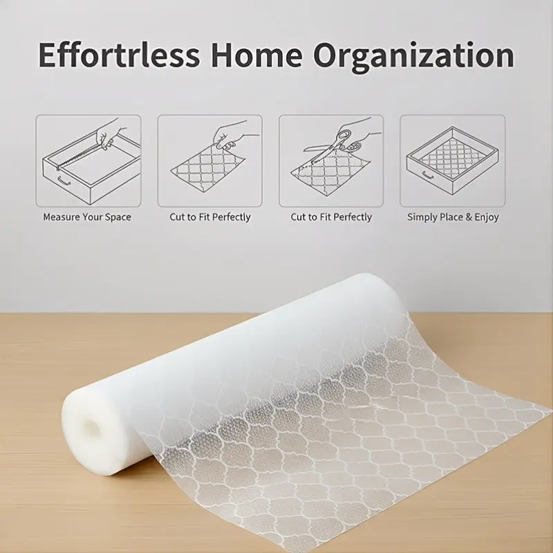 No-Adhesive Drawer Liner, Waterproof Non-Slip Eva Plastic Shelf Pad, Customizable Floral Design, Durable for Kitchen, Fridge, Closet, Shoe Rack, Camping