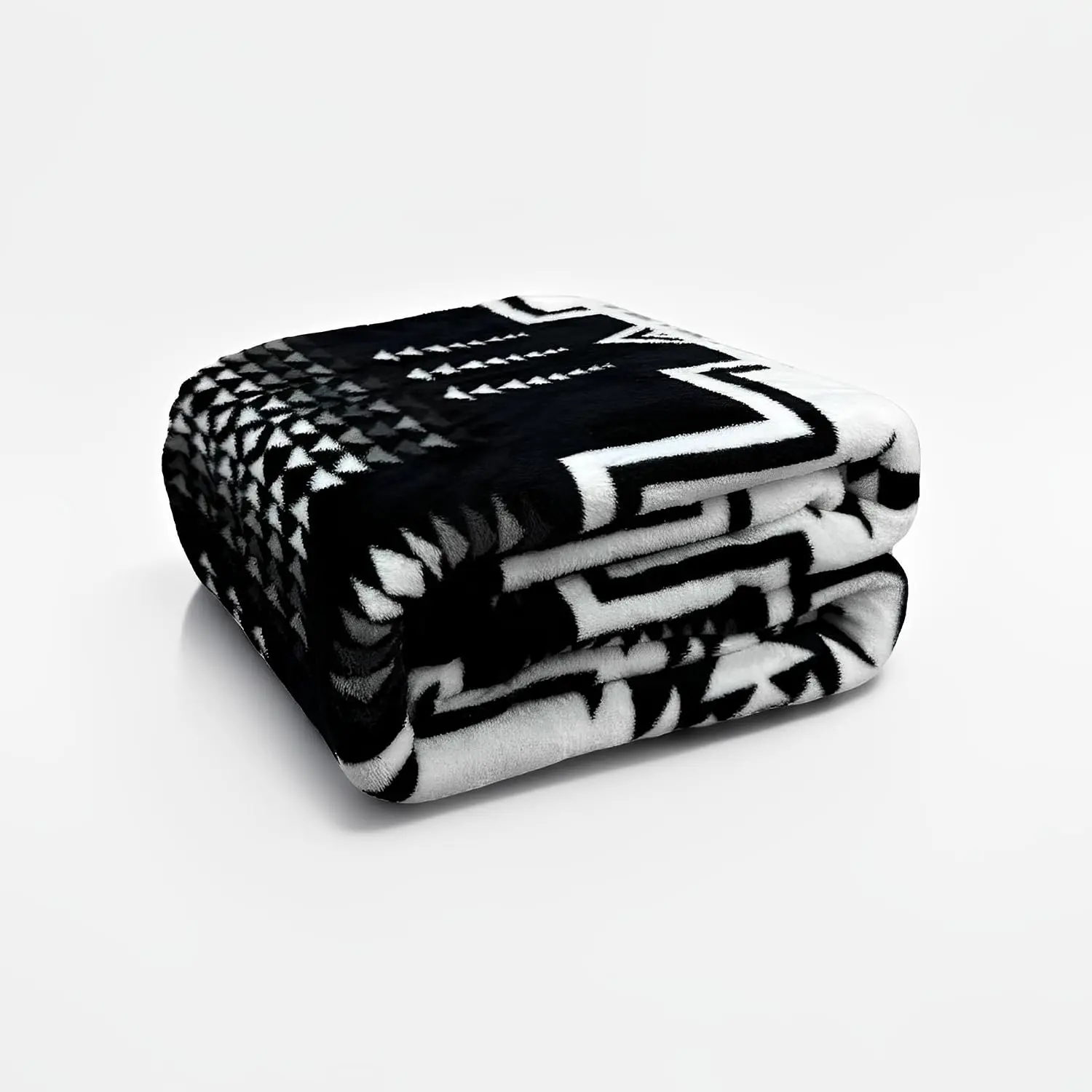 Fleece Blanket  - 104x90 Inch Lightweight & Buttery-Soft Throw for Bed, Sofa, Camping | 300GSM Cloud- Microfiber | Cozy Essentials for Travel & Movie Nights, (Boho Black White)