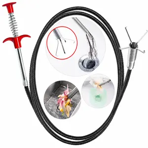 78.74in Flexible Grabber Claw Reacher Tool - Bendable Hose Tool with 4 Self-Locking Claws, Spring Steel Construction, for Litter Pick & Unclog Drains (Home Bathroom Gadget)