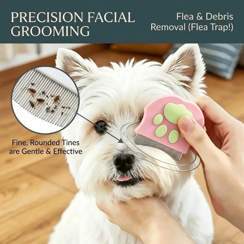 Pet facial comb small face comb dog cat rabbit row comb needle comb round head curved comb flea tail cleaning comb Grooming Tool