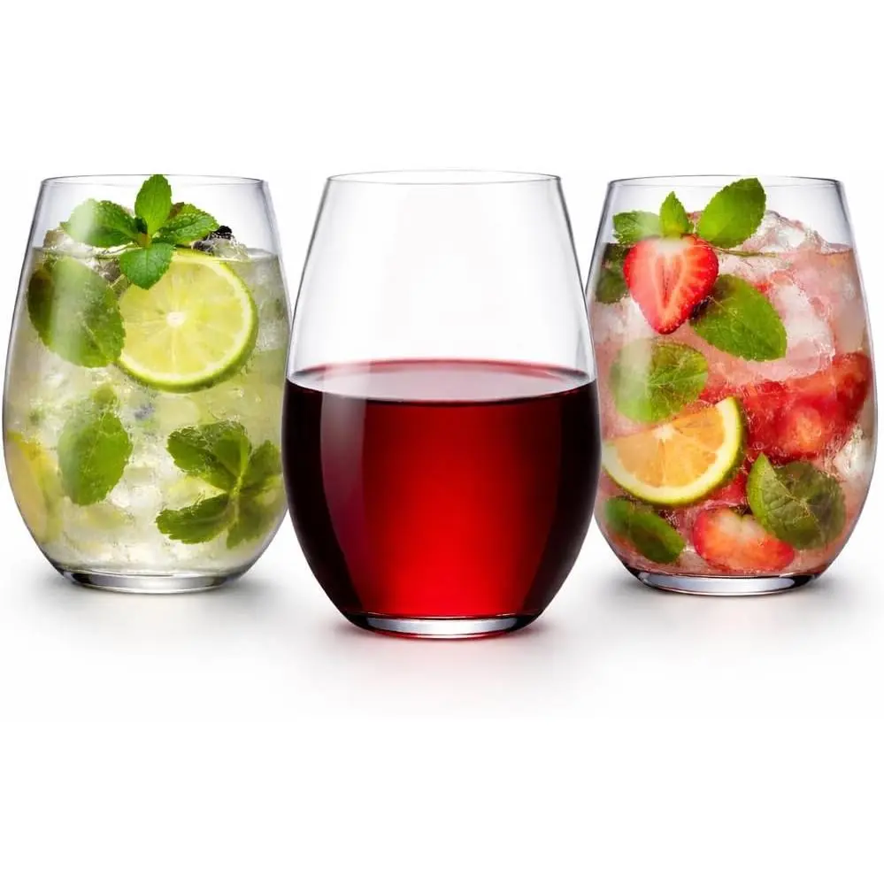 48 Pack Disposable Plastic  Glasses 10 oz Stemless, Clear Unbreakable | Shatterproof   Glasses,  Recyclable  Cups for Wedding Party Birthday, Outdoor Events