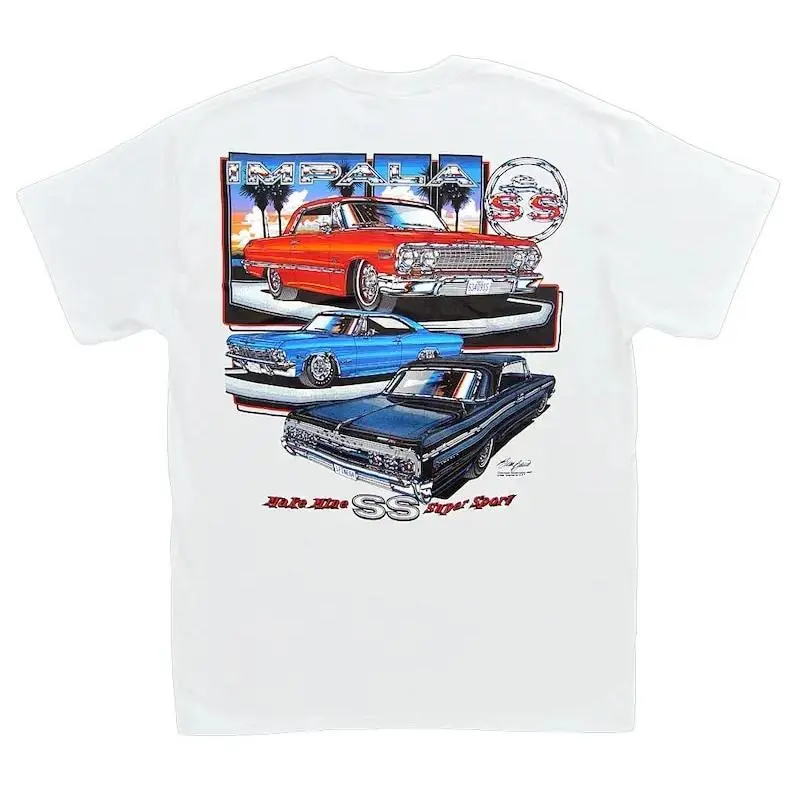Chevrolet Impala SS White T-Shirt - Chevy Super Sport 409 1963 1964 1965 1966 fit t-shirt