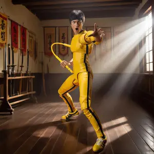 14cm Yellow Jumpsuit Kung Fu Bruce Lee Action Figure Model Toy Statue Desktop Decor Collection Joint Mobility Figure Fan Gifts