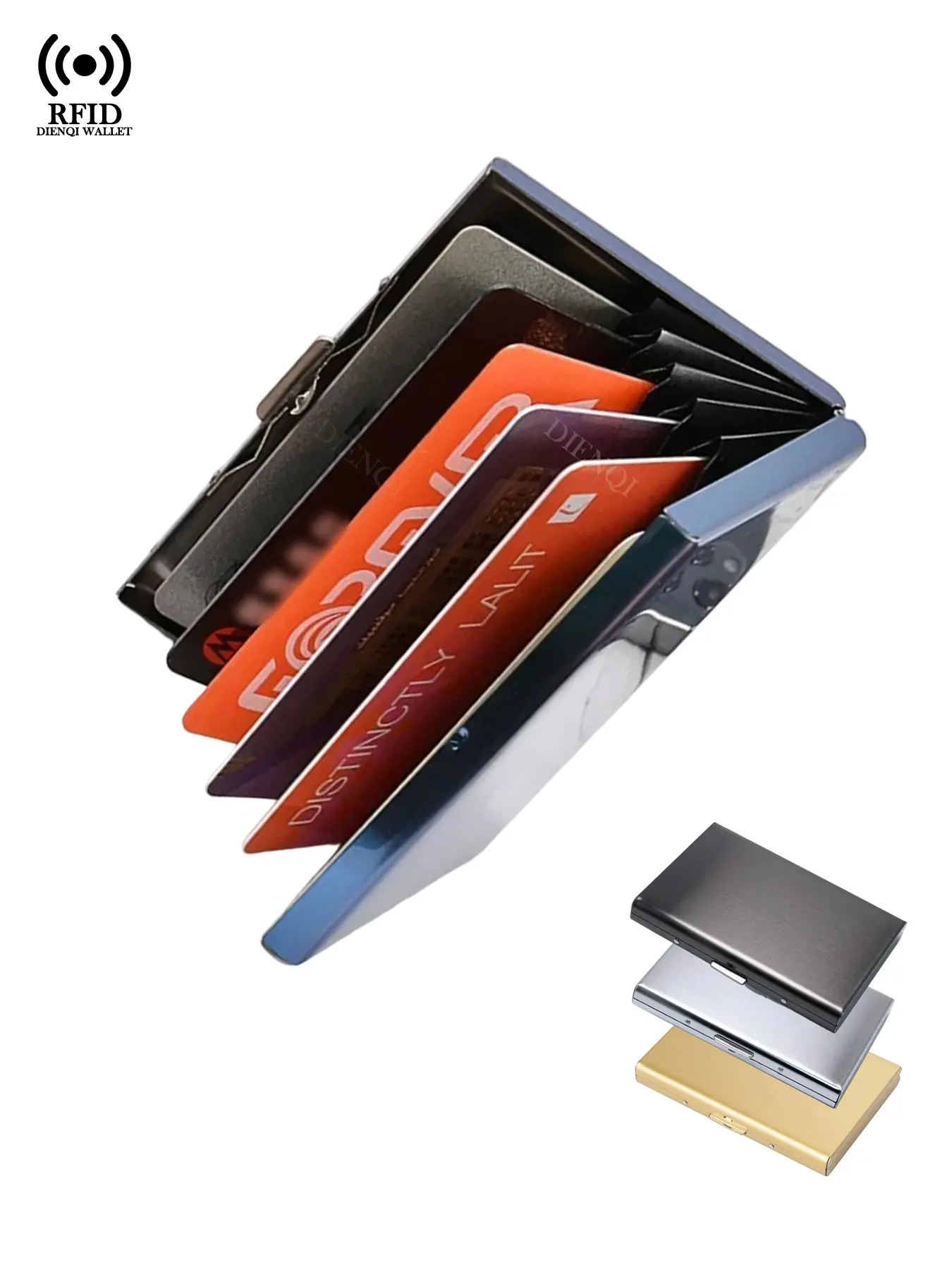 RFID Blocking Card Holder, Aluminium Minimalist Wallet with Money Clip, Slim Credit Card Case for Men & Women, Ideal for Father's Day Business Gift, RFID Blocking Wallets