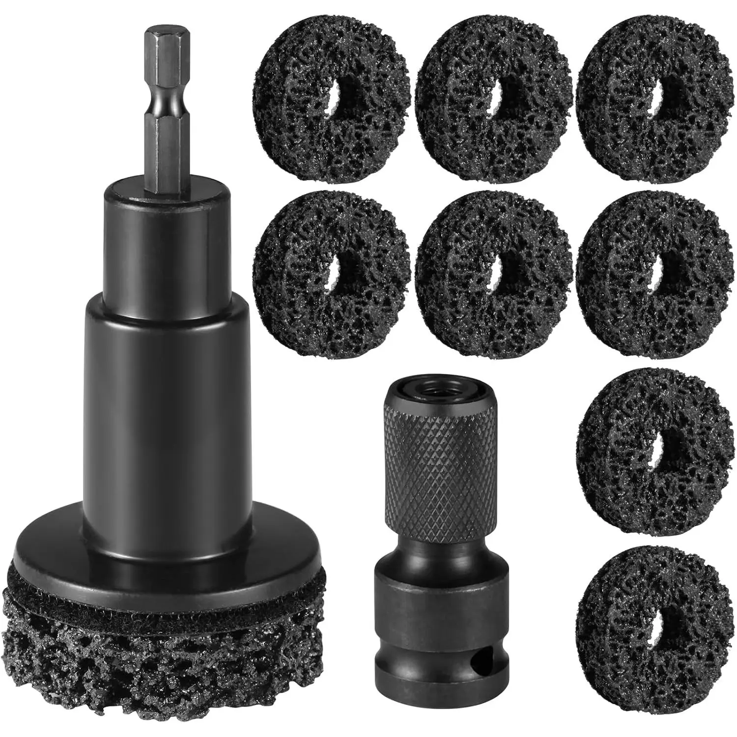 Wheel Hub Cleaning Tool Kit, Wheel Hub Resurfacing Kit & Stud Cleaner with 8 Pads - Rust  for  Rotors, Hubs &  - Fits 1/2” Wrenches or Electric Drills