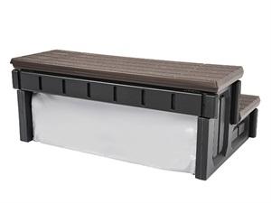 HECASA Hot Tub Steps Outdoor Spa Steps with Storage, Hot Tub Stairs Non-Slip Steps for Outdoor Indoor, 36 Inches Black/Brown