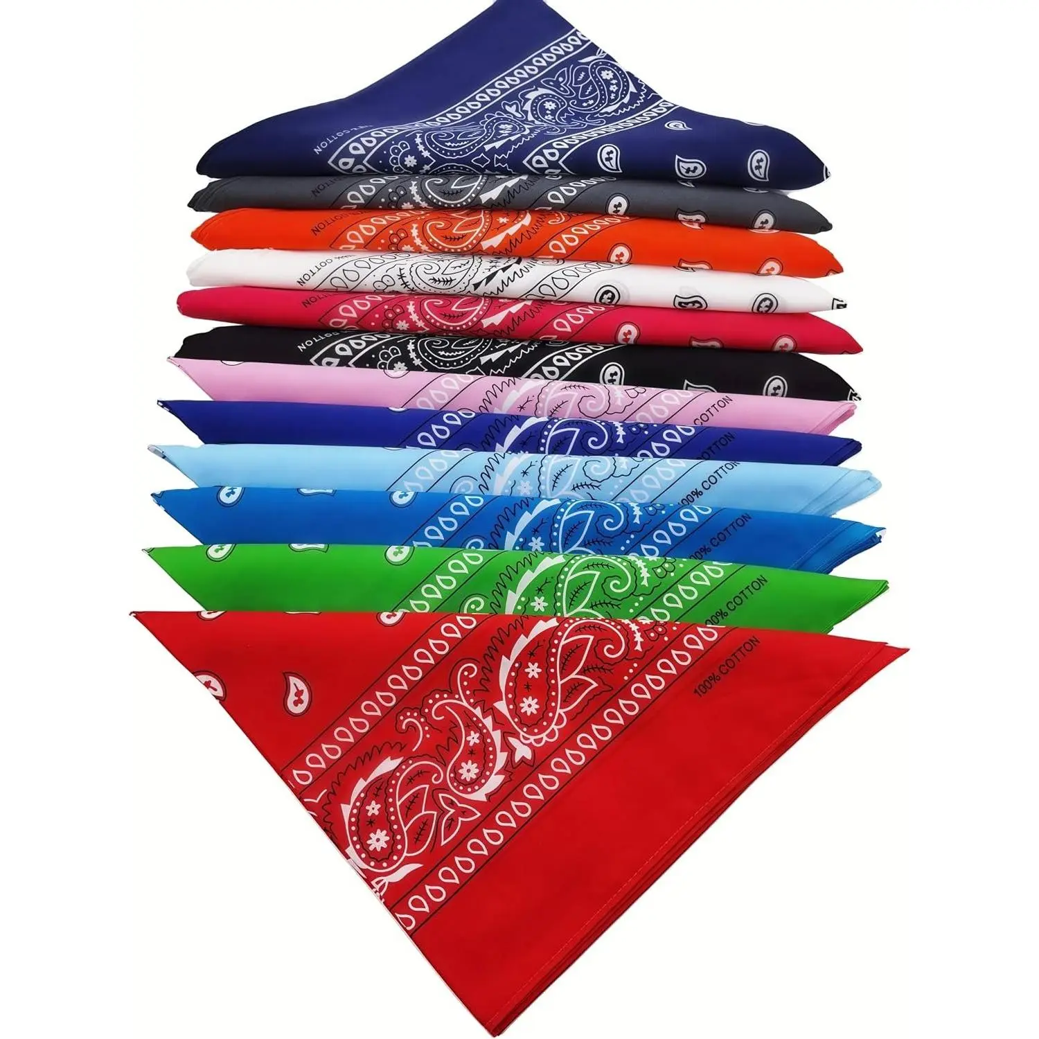 100% Cotton Fine Thick Bandanas - Fashion Paisley Printed Scarf for Men Women, 22 Inches, 12 Pieces Packed in Gift Box