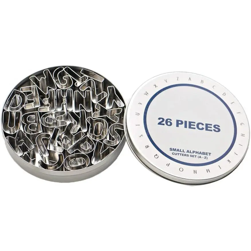 26-Piece Small Letter Cutter Set (A - Z), Stainless Steel Decorating Tools Letter Fondant Cutter
