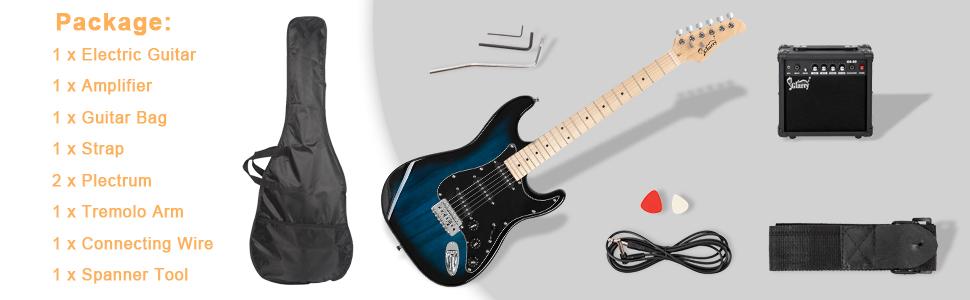 GLARRY Full Size Electric Guitar for Music Lover Beginner with 20W Amp and Accessories Pack Guitar Bag