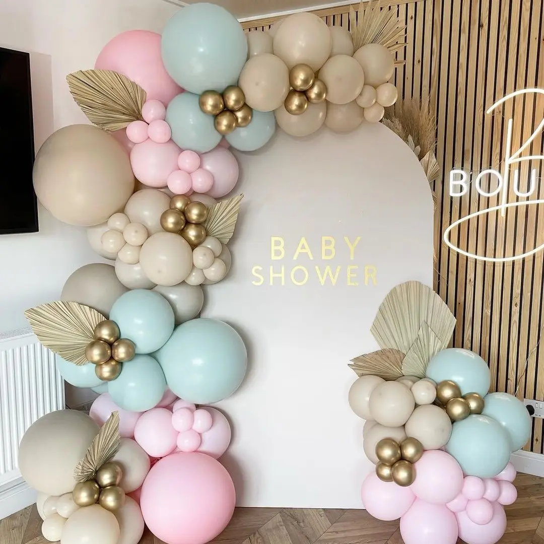 126pcs Mint Blue Pink Beige Balloon Garland Arch Kit, Balloon Arches, Set, Gender Reveal Decoration, Birthday Party Baby Shower Christening Decor Backdrop