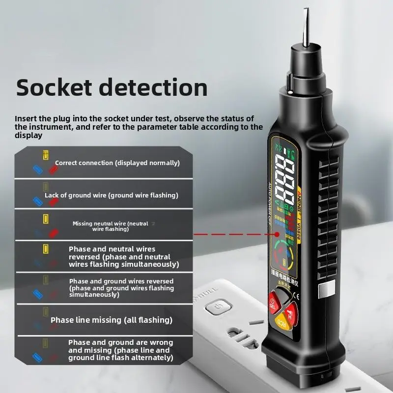 Intelligent tester pen induction pen electrical socket tester leakage detection voltage check line on-off tester pen